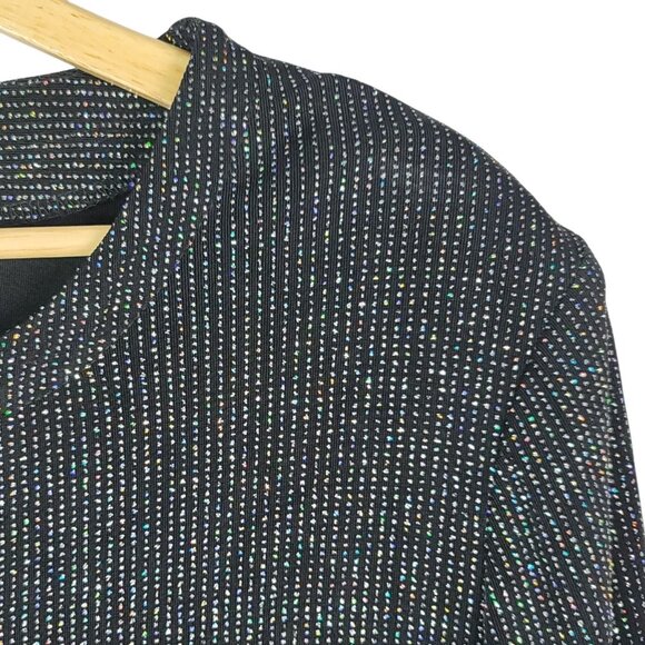 Ronni Nicole Sparkle Long Sleeve Top Jacket Black Size 20W Button Ouida Vintage - Picture 5 of 7